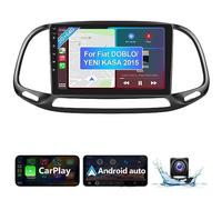 2+64G Podofo Autoradio pour Fiat Doblo/Yeni Kasa 2015 avec écran sans Fil A-pple Carplay/Android Auto,9 Pouces écran Tactile Bluetooth Mains Libres/GPS/SWC/FM/RDS/WiFi/USB+AHD Caméra de Recul