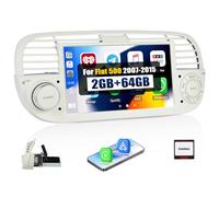 [2+64G] SIXWIN Android 13 Autoradio pour Fiat 500 2007-2015 avec Carplay/Android Auto/Mirrorlink,7 Pouces unité de tête stéréo Voiture avec EQ/WiFi/GPS/Bluetooth/FM/RDS/USB-Blanc
