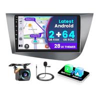 2+64GB Android 15 Autoradio pour Seat Leon 2005-2012 Wireless Carplay Android Auto, Ecran Tactile 9 PoucesPoste Radio Voiture Bluetooth Stereo Con WiFi, GPS, Caméra de Recul, FM RDS, SWC