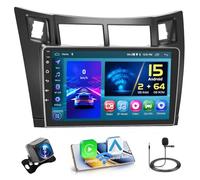 2+64GB Android 15 Autoradio pour Toyota Yaris 2006-2011 Radio Carplay Android Auto sans Fil Hikity Écran Tactile 9 Pouces Bluetooth Stéréo WiFi RDS USB + Caméra de Recula