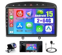 2+64GB Android Autoradio pour Peugeot 308 Peugeot 408 2007-2015, 9 Pouces écran Wireless Carplay Android Auto Poste Radio Voiture Bluetooth Caméra de Recul,Radio avec GPS WiFi EQ FM RDS