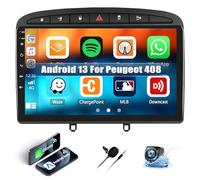 【2+64GB】 Carplay Autoradio pour Peugeot 308/408 2007-2013 avec Android Auto, Écran Tactile 9 Pouces Android 13 Autoradio avec GPS WiFi FM/RDS Bluetooth Mirror Link AUX+AHD Caméra de Recul & Mic