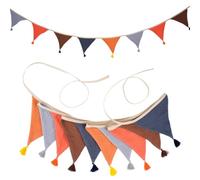 2.6m Guirlande Fanion Bannière Triangle Décoration Bapteme Anniversaire Enfant Frange Champêtre Chic Vintage Coton Retro Banderole Suspendue DIY Cérémonie Boheme (Orange Bleu Marine)