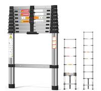 2.6m Straight Step 8.5ft échelle télescopique en Acier échelle télescopique Portable échelle à Pas Max 150kg, Plus Fort et Durable Que l'échelle en Aluminium