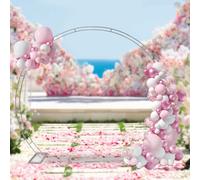 2.7*2.4M Arche de mariage Arche de ballon en métal argenté Arche de porte Arche de mariage ronde Fond de décoration de mariage