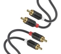 2,7 m Câble RCA, câble audio stéréo RCA/Cinch, câble 2 RCA mâle à 2 RCA mâle pour système Hi-Fi, amplificateur, home cinéma, lecteur Blu-Ray plaqué or et tressé en nylon [Série Audiowave]