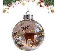 2.75in Wildlife Wonders Collection Glass Ornament,Elegant Glass Animal Ball Christmas Ornament Set,Handcrafted Luxury Winter Animal Christmas Decoration for Tree & Tabletop Décor Gifts (Brown White)