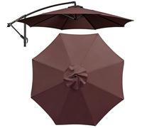 2.7m/3m/3.5m Toile de Parasol Déporté pour Parasol à Déport, 8 Baleines Rond Anti-UV Imperméable Tissu de Rechange(Brown,3 m/10ft)