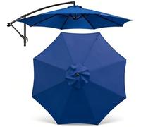 2.7m/3m/3.5m Toile de Parasol Déporté pour Parasol à Déport, 8 Baleines Rond Anti-UV Imperméable Tissu de Rechange(Blue,2.7m/9ft)