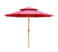 2.7m /9 Feet Sun Umbrella, Outdoor Market Table Parasol with Wooden Texture Steel Poles and Crank, for Garden, Lawn, Deck, Backyard