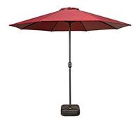 2.7M Iron Garden Parasol Umbrella S Patio with Parasol Base with Handle Crank Outdoor Umbrella Canopy Wine Re