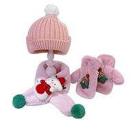 2-8 Ans Chauffe-tête pour Pom Pom Casquette Hiver Casquette Écharpe Gants Enfant en Bas Âge Fille Bébé Chaud Chapeau Casquettes Fausse Fourrure Head Warmer for Kids
