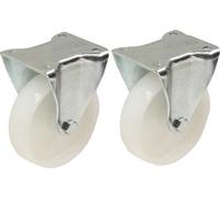 2 - 80mm 3" inch nylon castors - heavy duty fixed castor set 120kg each