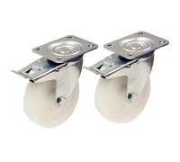 2 - 80mm 3" inch nylon castors - heavy duty swivel braked castor set 120kg each