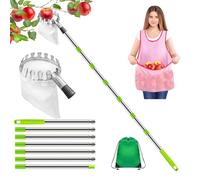 2.8M/9.2ft Cueille Fruit Télescopique avec Sac De Conservation des Fruits, Cueilleur De Fruits Amovible Ramasse Fruit de INOX, Cueille Pomme, Outil Cueillette Jardin Arbre Poires Pêches Ø 150mm