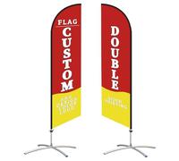 2,8m Drapeaux à Plumes Personnalisés avec Mât en Aluminium, Base et poche à eau, Impression recto verso du Logo/Design - Panneau Publicitaire Personnalisé pour la Promotion de votre Magasin