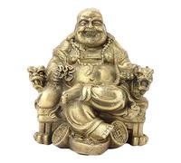 2.95in Feng Shui Fait à la Main Maitreya Laughing Buddha Statue Pure Brass Maitreya Figurine Geomantic Collection Symbole de la Richesse et de la Chance Ornement décoratif de Bureau