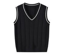 2 à 11 ans Enfants Garçons Filles Pull Gilet Coton Doux École Gilet Sans Manches Automne Hiver Col V Tricot Top Coat Enfants Coupe-Vent Imperméable, Noir , 3-4 ans