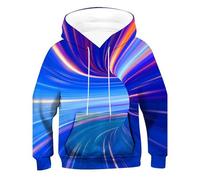 2 à 12 Ans garçons Filles 3D imprimé Mode Pulls molletonnés nouveauté Motif Sweats à Capuche (Light Blue, 11-12 Years)