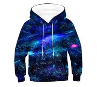 2 à 12 Ans garçons Filles 3D imprimé Mode Pulls molletonnés nouveauté Motif Sweats à Capuche (Sky Blue, 8-9 Years)