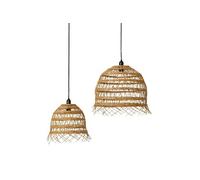 Lot de 2 abat jour en polyrotin style bohème 2x HAWAII LONG H35 et H45cm