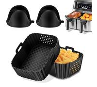 2 Accessoires Air Fryer pour Ninja Dual 9,5l, Moule Silicone Air Fryer pour Ninja Double Stack xl 9.5L SL400EU, Plat Silicone Airfryer pour Foodi Max 9.5L AF400EU/ 7.6L AF300EU
