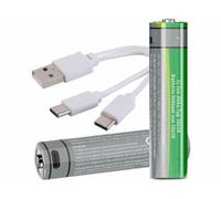 2 accus lithium-ion 18650 2000 mAh avec port de chargement USB-C TKA