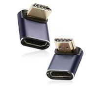 2 Adaptador HDMI 90 Grados Conector Macho a Hembra 48 Gbps 8K con Indicador | Conector Extensor HDMI en Oro de Ángulo Recto Plug and Play Perfecto para Televisores Pegados HDTV Laptop Hdmatrl Monitor