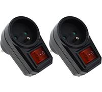 2 Adaptateur de prise avec interrupteur couleur noire 16A 230V 3680W