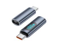 2 Adaptateurs USB C avec Affichage LED PD 100 W Mâle Vers Femelle, Testeur de Compteur de Puissance Rapide, Adaptateur D'Extension de Moniteur de