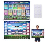 2 Affiches Calendrier Coupe du Monde 2026 (60x42cm A2), Phase de Groupes + Éliminatoires, Décoration Fête Foot, Cadeau pour Fans de Football