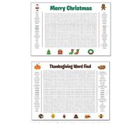 2 affiches géantes de recherche de mots de Noël/Action de grâce, affiches géantes de jeu mural, 91,4 x 61 cm, recherche de mots, affiches interactives d'activités de Noël pour la famille