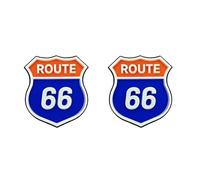 2 aimants de réfrigérateur en résine motif bouclier classique Route 66 - Souvenirs d'autoroute rétro 6,5 x 5,9 cm, résine d'arbre 3D durable, cadeau de décoration de voyage américain