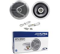 2 ALPINE SPS-M601 Haut-Parleurs 2 Voies Marins Argent De 165 MM 35 Watt RMS Boat