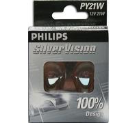 2 AMPOULE DE CLIGNOTANT A CULOT PY21W PHILIPS SILVERVISION- ERGOTS DÉCALÉS
