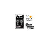 2 Ampoules BAu15S Chromees - 12V - 21W - Eclairage Orange - plots decales - Clignotants