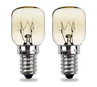2 Ampoules de Four en Cuivre Nickelé T22 E14 25 W Blanc Chaud 2700 K, CA 220-240 V-Résistance à La Température Jusqu'à 300 °C, Ampoules de Four à Petite Base 25 W, à Micro-ondes/lampe