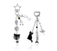 2 Anneaux Clés Mignons, Anneaux Clés, Chaînes Clés De Chat Noires Drôles, Pendentifs De Chat Noirs, Cadeaux pour Les Amoureux des Chats.