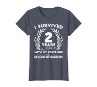 2 Ans d'anniversaire de Relation a Obtenu Cette Jolie Chemise T-Shirt, Femme, Bleu Chiné, M
