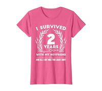 2 Ans d'anniversaire de Relation a Obtenu Cette Jolie Chemise T-Shirt, Femme, Rose Chiné, XL
