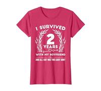 2 Ans d'anniversaire de Relation a Obtenu Cette Jolie Chemise T-Shirt, Femme, Rouge Chiné, L