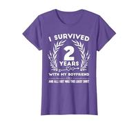 2 Ans d'anniversaire de Relation a Obtenu Cette Jolie Chemise T-Shirt, Femme, Violet Chiné, M