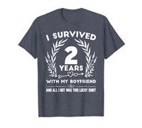2 Ans d'anniversaire de Relation a Obtenu Cette Jolie Chemise T-Shirt, Homme, Bleu Chiné, 3XL