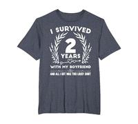 2 Ans d'anniversaire de Relation a Obtenu Cette Jolie Chemise T-Shirt, Homme Grandes Tailles, Bleu Chiné, 2X Tall