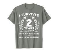 2 Ans d'anniversaire de Relation a Obtenu Cette Jolie Chemise T-Shirt, Homme, Vert Kaki chiné, S