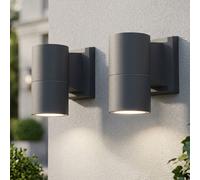 2 appliques murales d'extérieur, appliques de jardin, anthracite, verre, aluminium, IP44