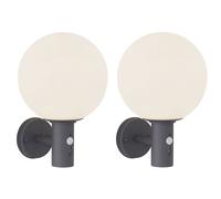 2 appliques murales LED d'extérieur avec détecteur de mouvement, anthracite et acier inoxydable, H 37 cm