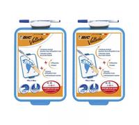 BIC Velleda Ardoise Ecolier Double Face Effaçable à Sec (19x26 cm) avec Feutre Bleu Effaçable à Sec et Effacettes - Lot de 2