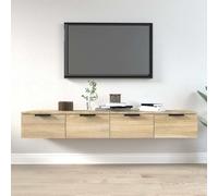 Wandkasten 2 st 68x30x20 cm bewerkt hout gerookt eiken3115894