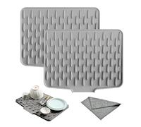 2 article tapis egouttoir vaisselle+2 chiffon，tapis evier cuisine（40×30×1.3cm），tapis egouttoir vaisselle silicone，tapis egouttoir vaisselle absorbant，sechage vaisselle